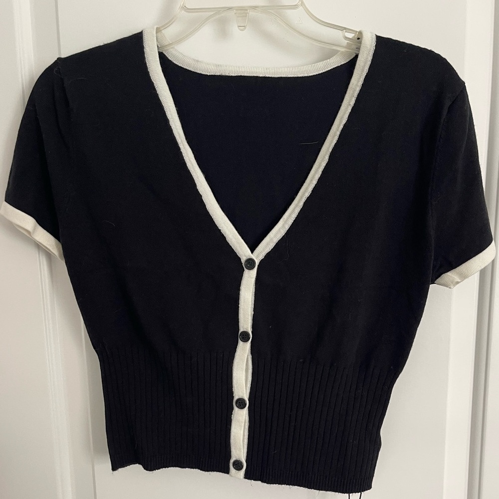 Black and White Button-Up Cardigan